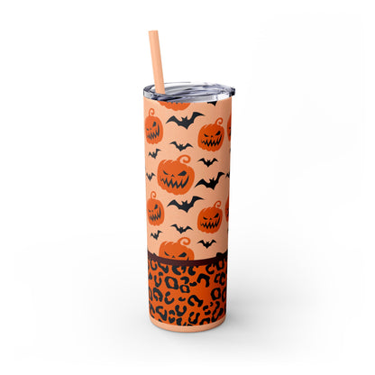 Pumpkins Bats Animal Print Skinny Tumbler