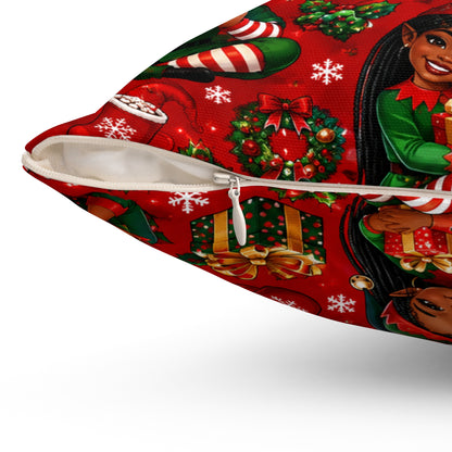 Festive Black Christmas Santa Square Pillow