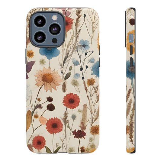 Pressed Boho Fall Wildflowers Tough Phone Cases