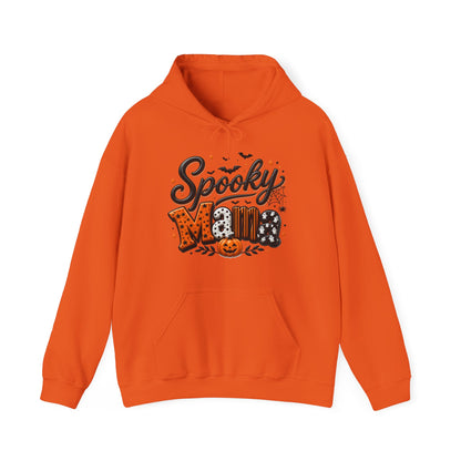 Spooky Mama Hoodie — Halloween Pumpkin & Bat Graphic Sweatshirt