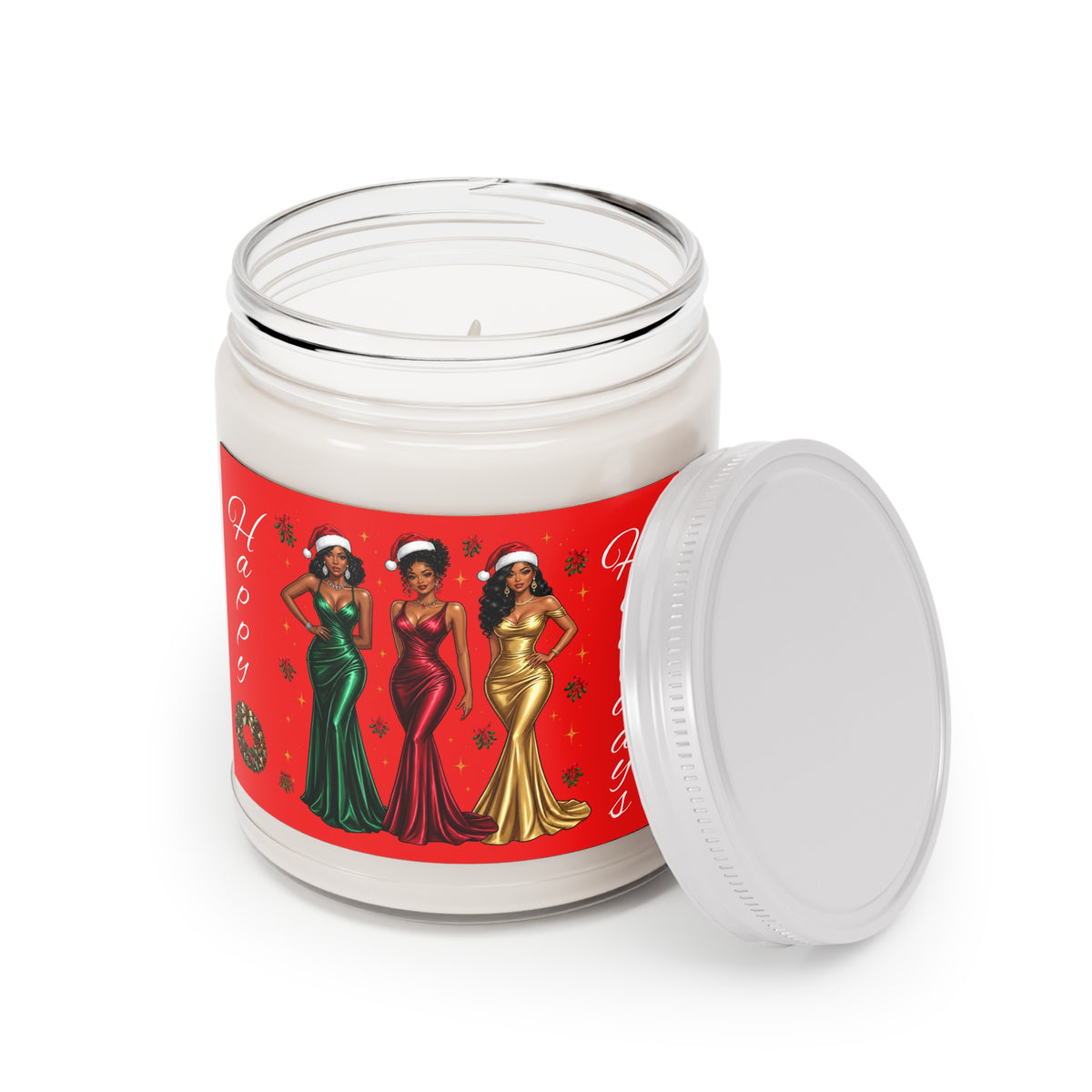 Happy Holidays Glamorous Women Christmas Scented Soy Candle