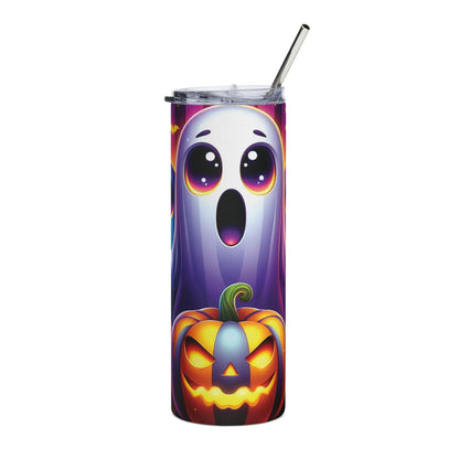 Halloween Ghost & Jack-O'-Lantern 20oz Skinny Stainless Steel Tumbler