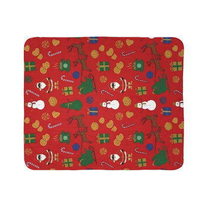 Festive Christmas Sherpa Blanket with Santa, Snowmen & Reindeer