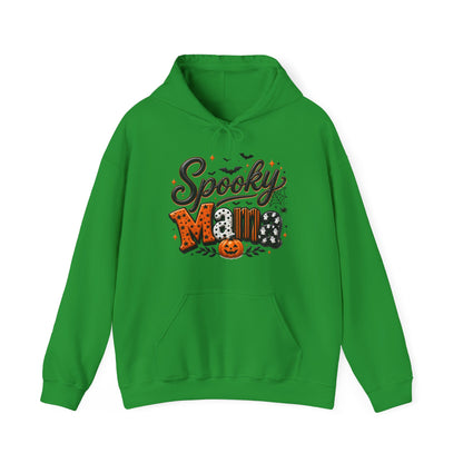 Spooky Mama Hoodie — Halloween Pumpkin & Bat Graphic Sweatshirt