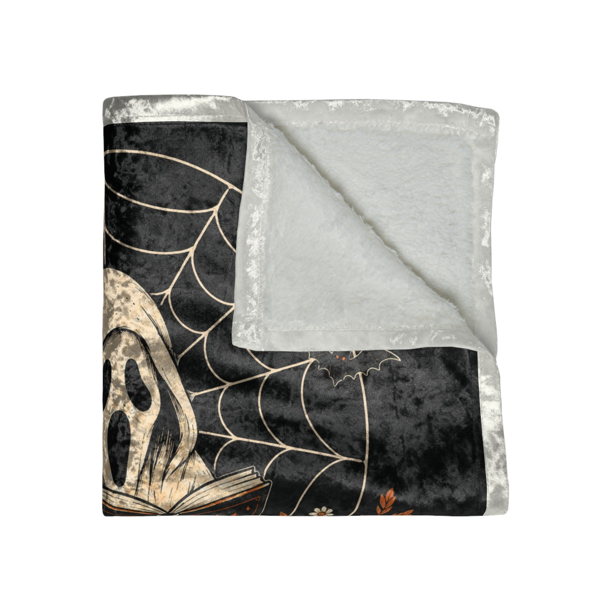 Halloween Ghost Reading Crushed Velvet Blanket