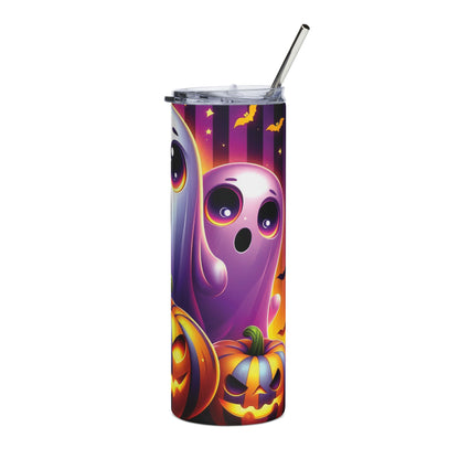 Halloween Ghost & Jack-O'-Lantern 20oz Skinny Stainless Steel Tumbler