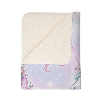 Magical Pastel Unicorn Fleece Sherpa Blanket