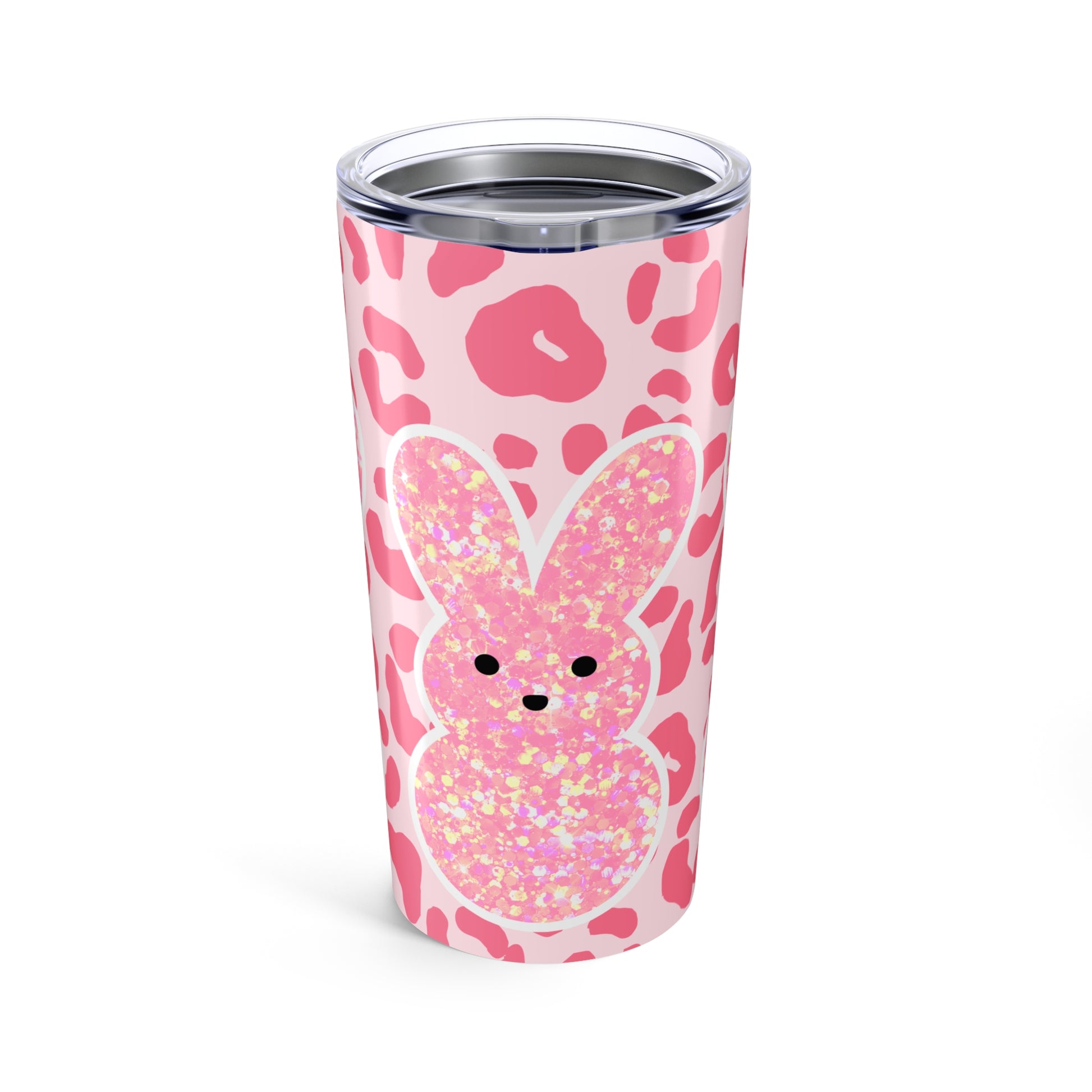 Cute Pink Glitter Bunny Tumbler - 20oz Insulated Drink Cup for Easter & Spring Celebrations