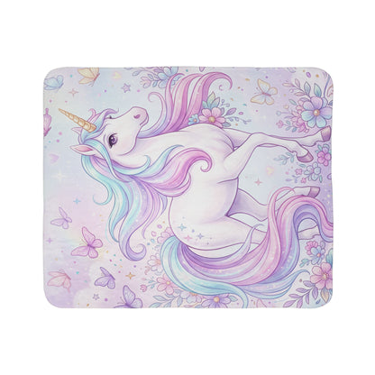 Unicorn Pastel Fleece Sherpa Blanket — Magical Rainbow Mane Cozy Throw