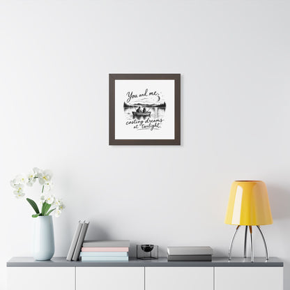 Framed Poster — “You and Me, Casting Dreams at Twilight” Lake Fishing Wall Art