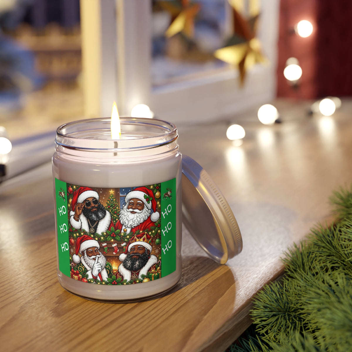 Funny Black Santa Christmas Scented Soy Candle