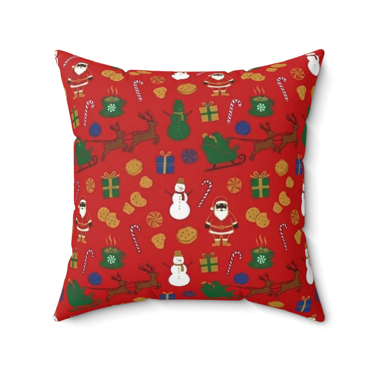 Christmas Reindeer & Santa Square Pillow