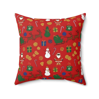 Christmas Reindeer & Santa Square Pillow