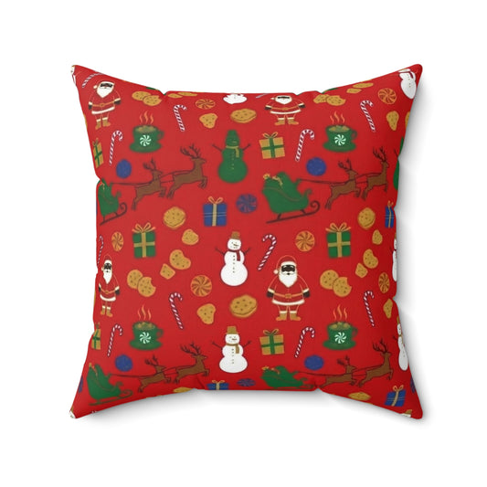 Christmas Reindeer & Santa Square Pillow