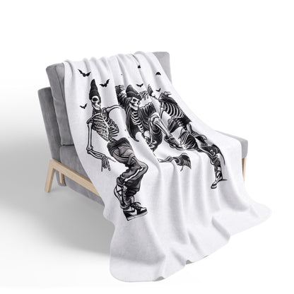 Skeleton Dance Sherpa Blanket — Cozy Halloween Fleece Throw