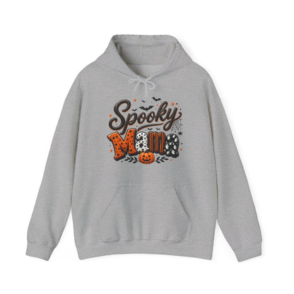 Spooky Mama Hoodie — Halloween Pumpkin & Bat Graphic Sweatshirt