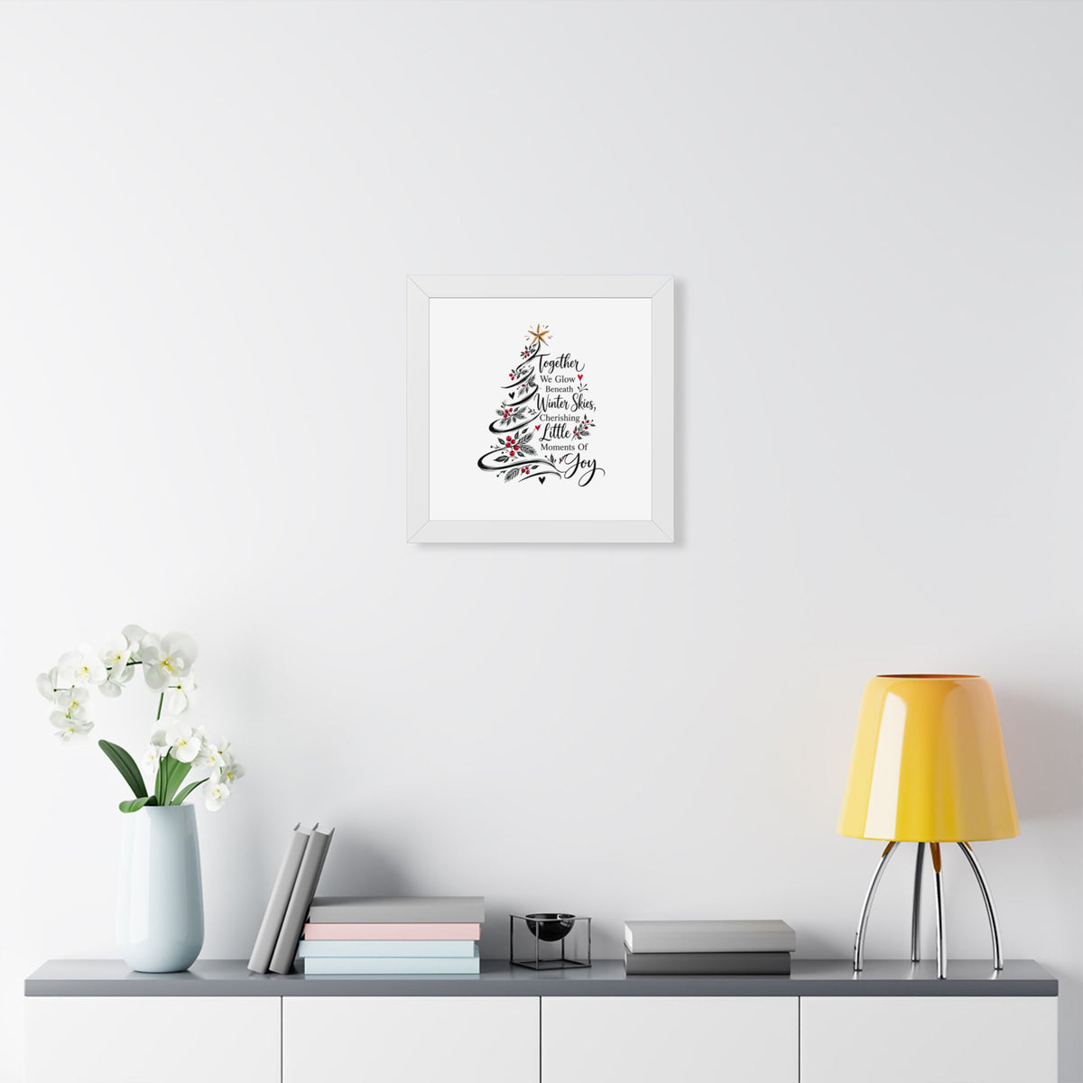 Christmas Tree Wall Art Poster - "Together We Glow Beneath Winter Skies, Cherishing Little Moments Of Joy"