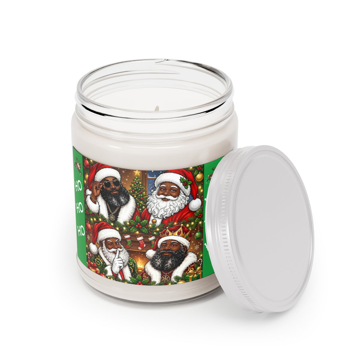 Funny Black Santa Christmas Scented Soy Candle