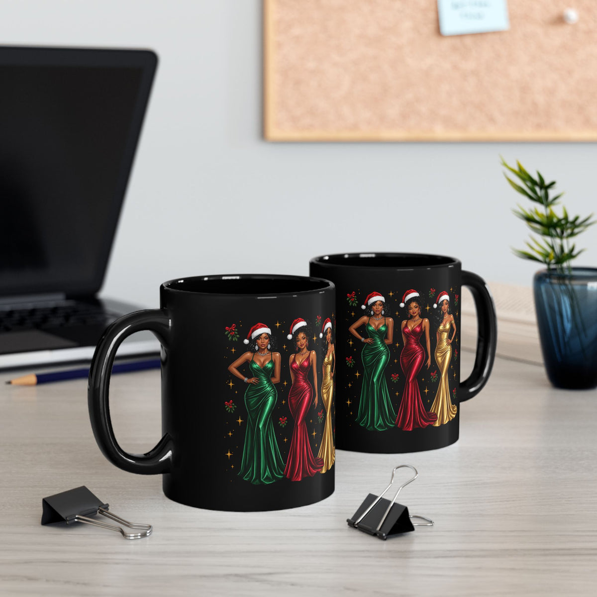 Black Christmas Glamour Fashionista Mug