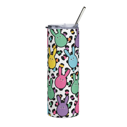 20oz Bunny Leopard Stainless Steel Tumbler — Colorful Easter Peep Travel Cup