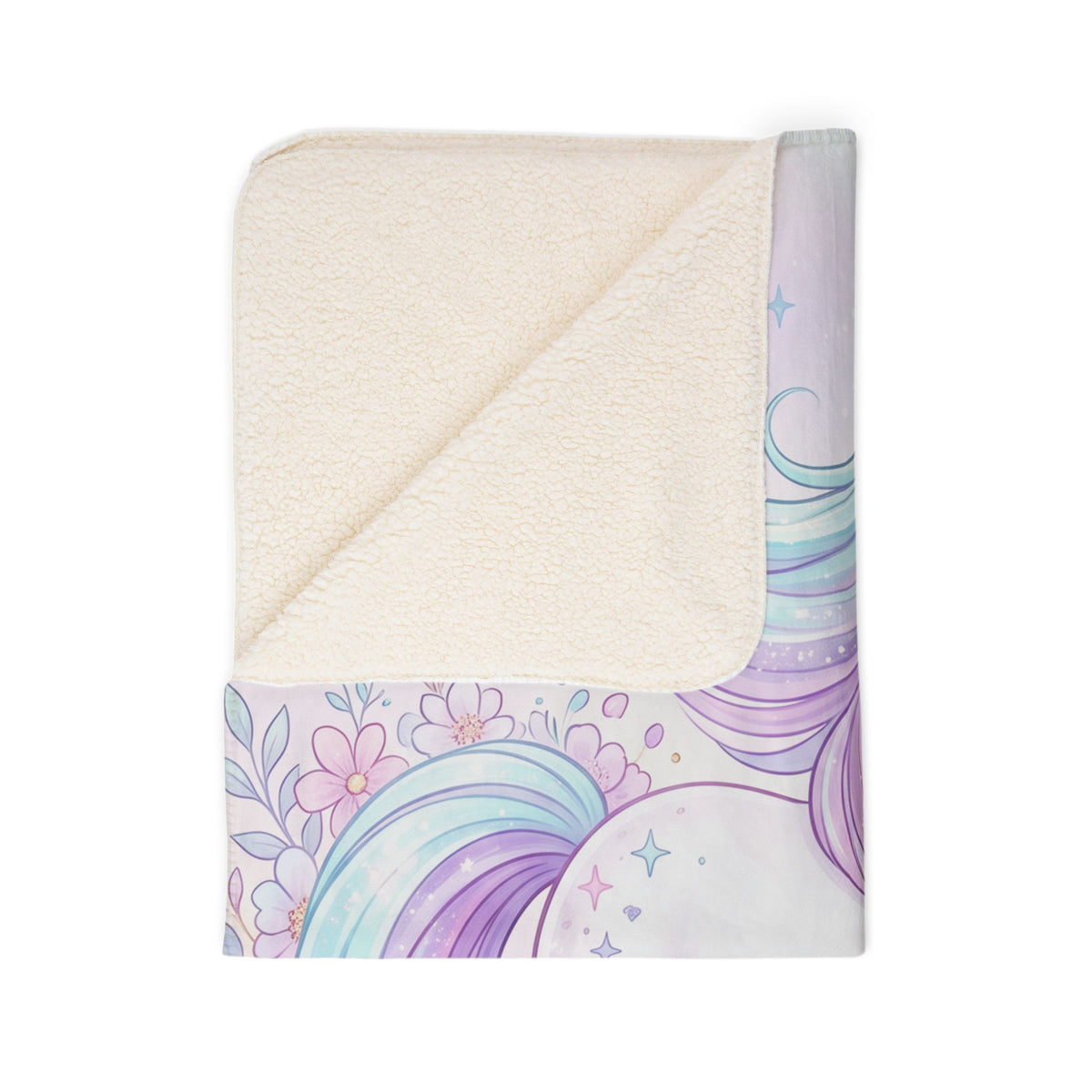 Unicorn Pastel Fleece Sherpa Blanket — Magical Rainbow Mane Cozy Throw