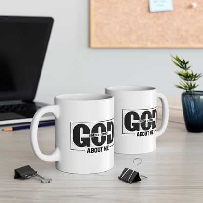 Ceramic Mug — "God Don't Play About Me" Bold Black Faith Coffee Cup