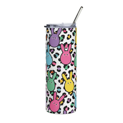 20oz Bunny Leopard Stainless Steel Tumbler — Colorful Easter Peep Travel Cup