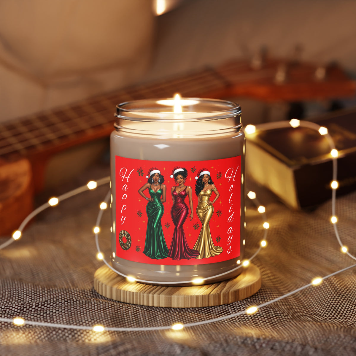 Happy Holidays Glamorous Women Christmas Scented Soy Candle