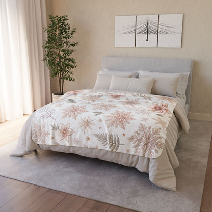 Fleece Sherpa Blanket — Rose Gold Snowflake Holiday Throw