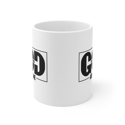 Ceramic Mug — "God Don't Play About Me" Bold Black Faith Coffee Cup