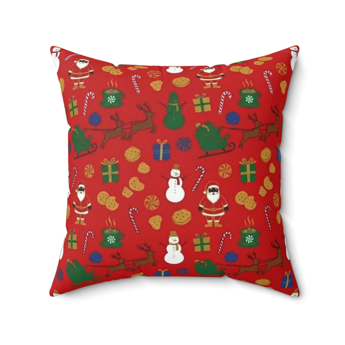 Christmas Reindeer & Santa Square Pillow