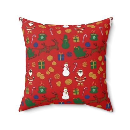 Christmas Reindeer & Santa Square Pillow