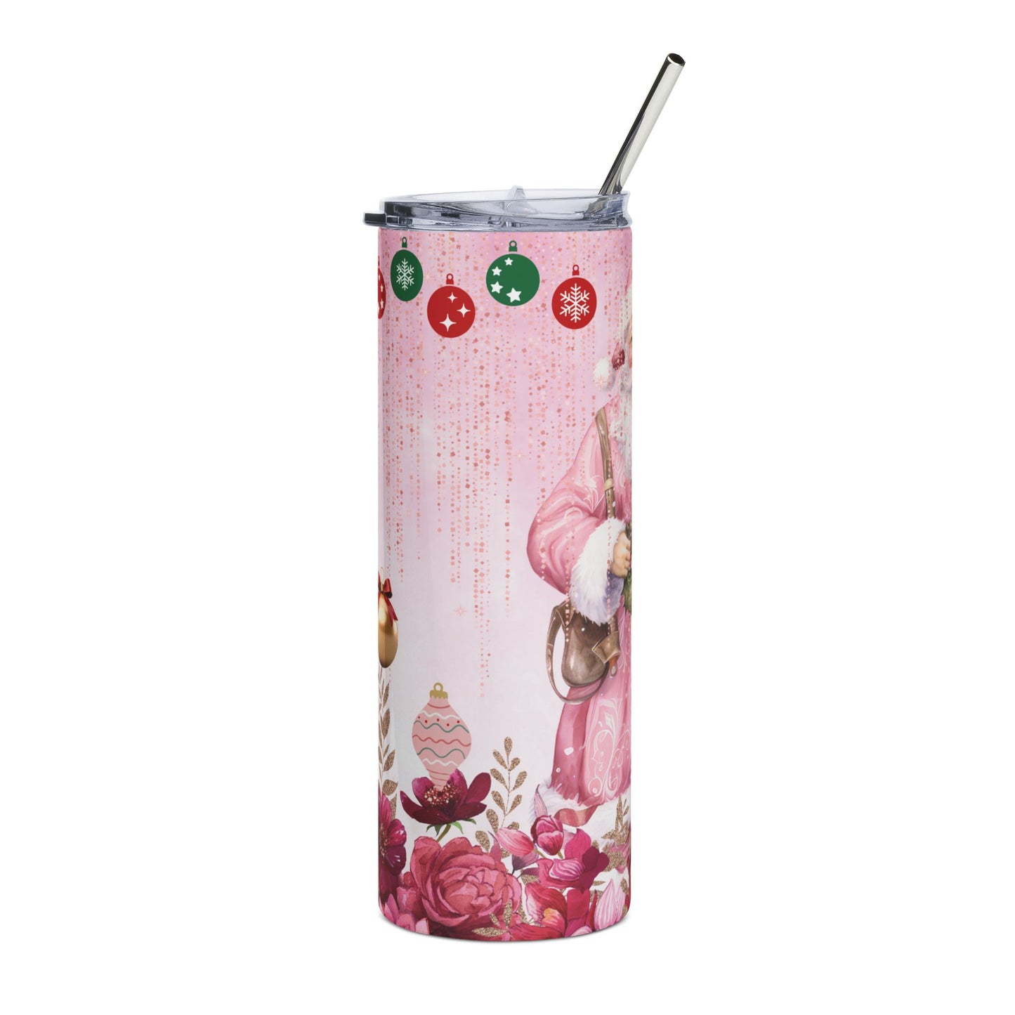 Pink Vintage Santa 20oz Stainless Tumbler