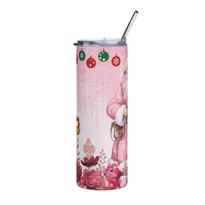 Pink Vintage Santa 20oz Stainless Tumbler