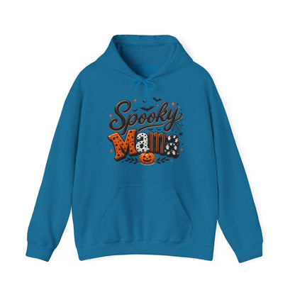 Spooky Mama Hoodie — Halloween Pumpkin & Bat Graphic Sweatshirt