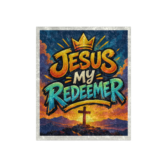 Crushed Velvet Blanket — "Jesus My Redeemer" Inspirational Christian Throw