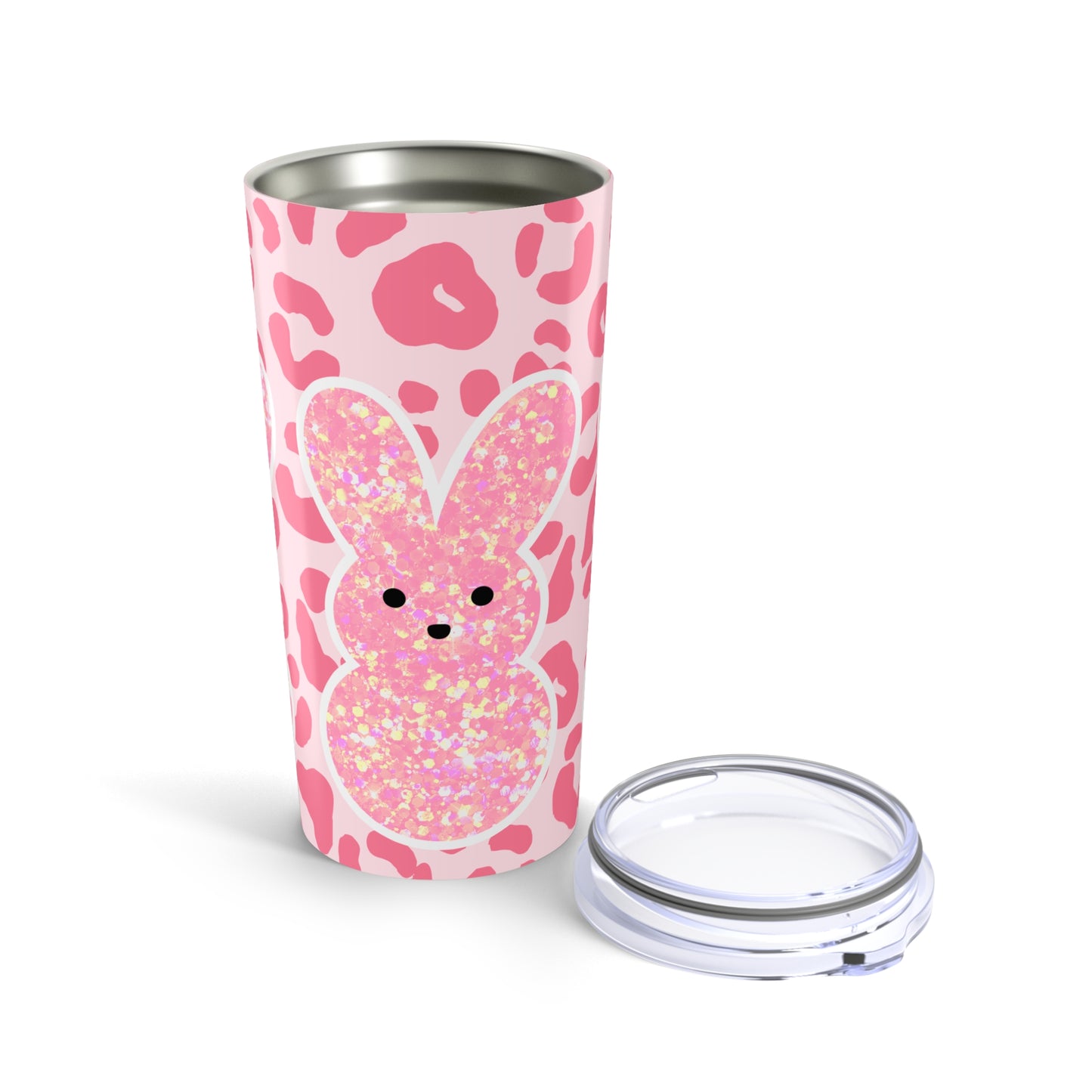 Cute Pink Glitter Bunny Tumbler - 20oz Insulated Drink Cup for Easter & Spring Celebrations