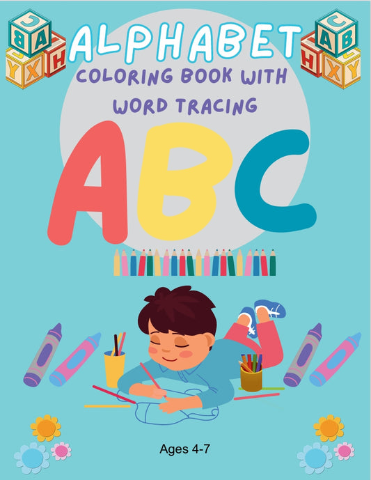 26 Pages Kids Coloring and Word Tracing Book