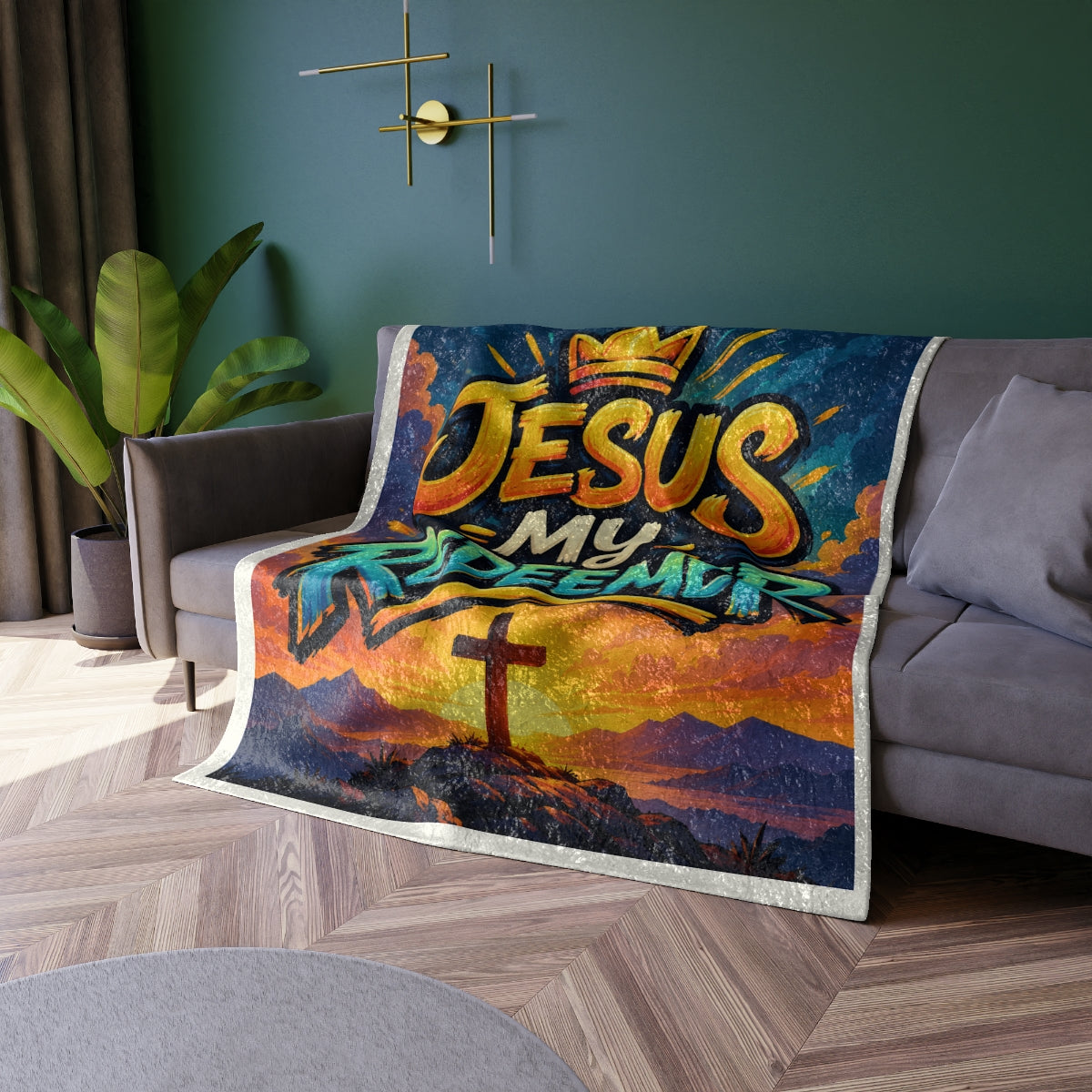 Crushed Velvet Blanket — "Jesus My Redeemer" Inspirational Christian Throw