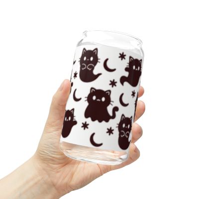 Black Cat Sipper Glass 16oz