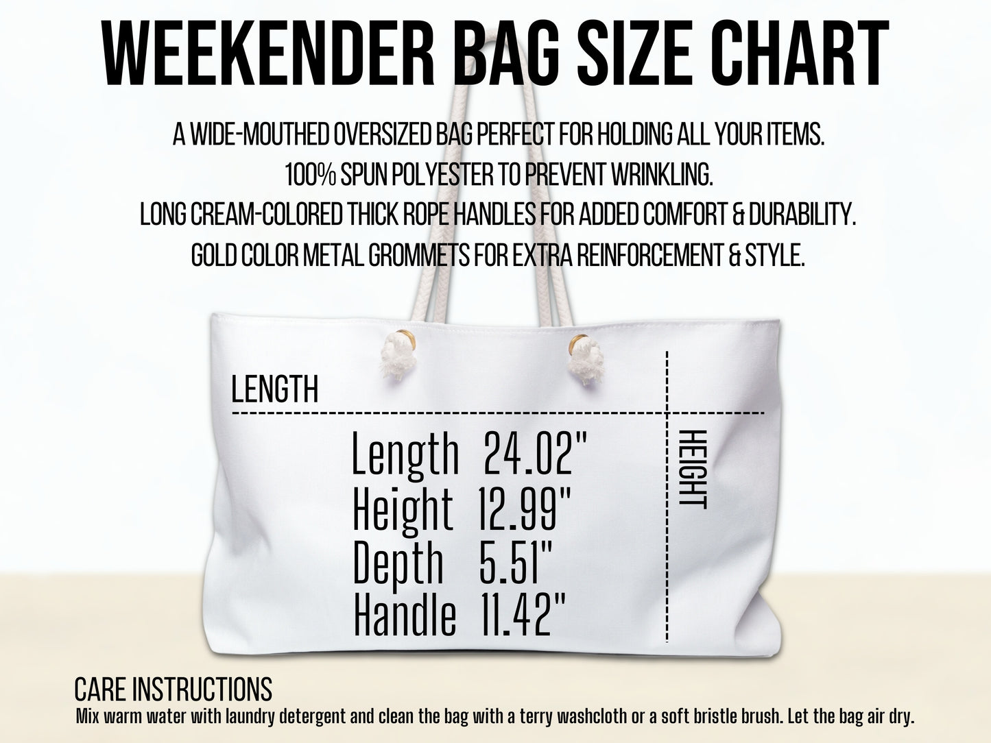 Oversized Weekender Tote Bag with Rope Handles